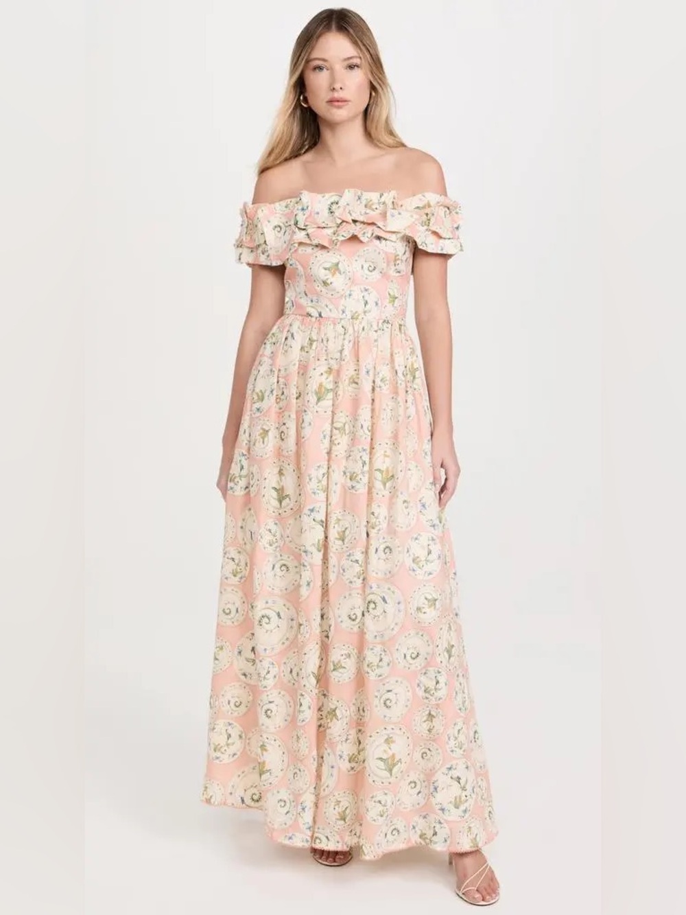 AGUA BY AGUA BENDITA Colombian Tropical Espliego Menaje Ruffled Maxi Dress